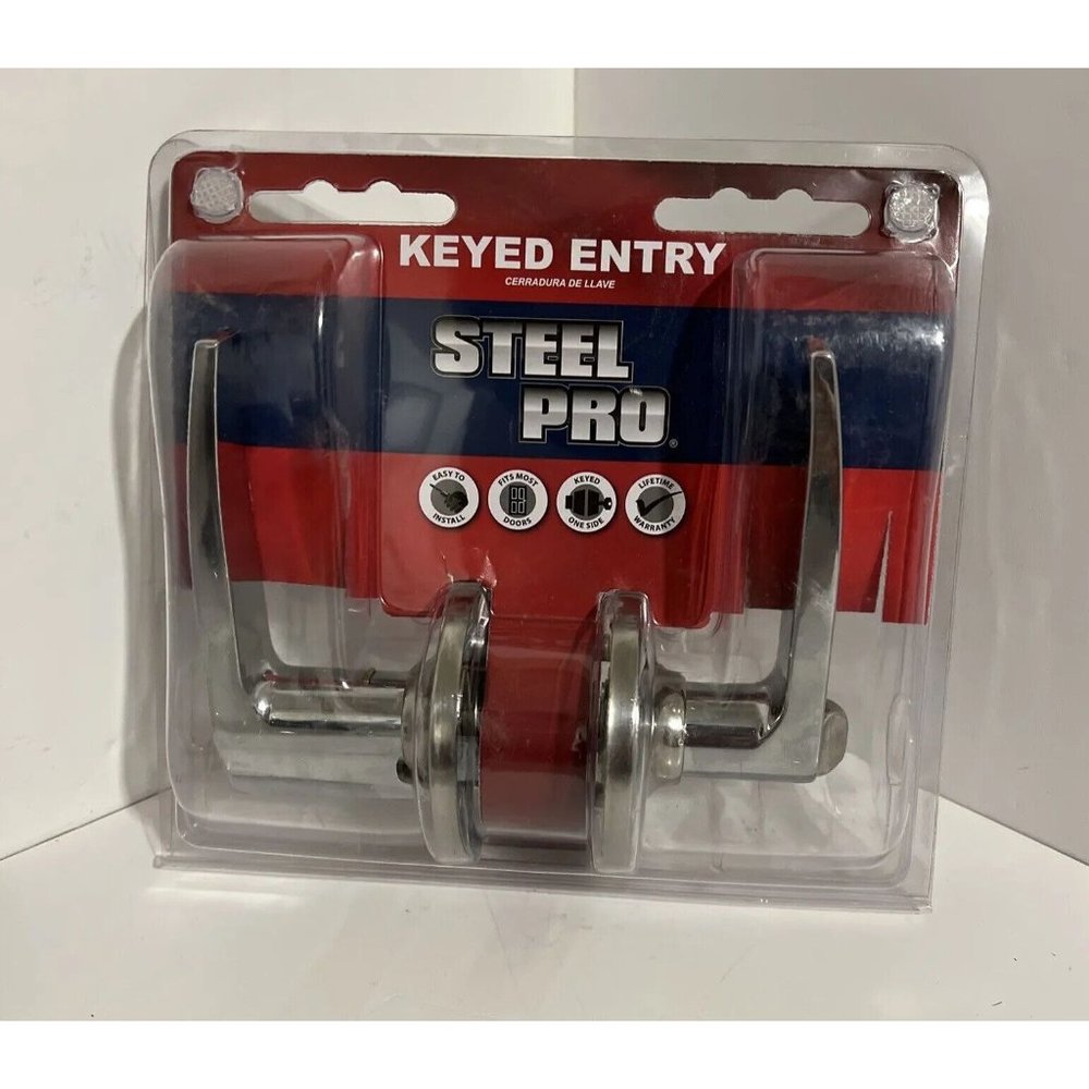 Steel Pro Polished Chrome Straight Entry Door Lever  8308-ET-PC-KA6 Steel Pro